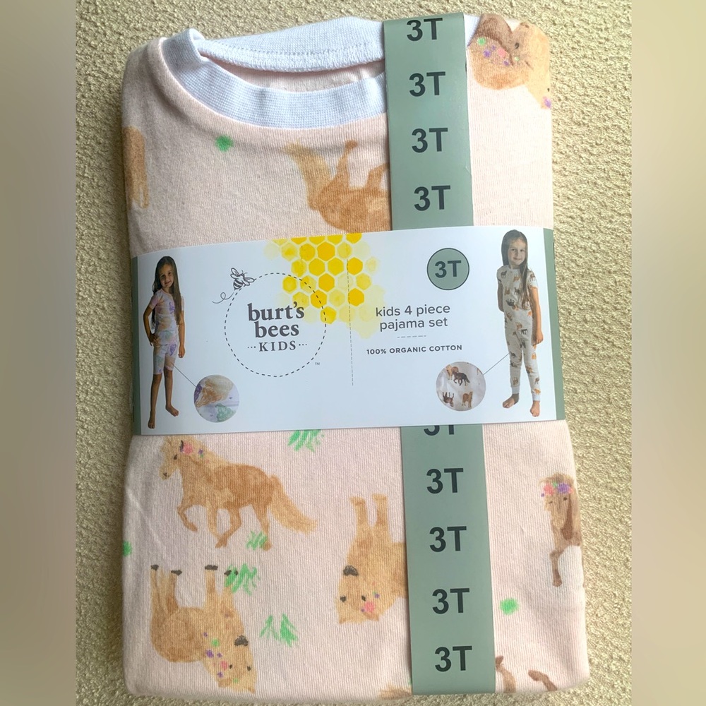 Burts Bees 4 piece Pajama Set  size 3T NWT